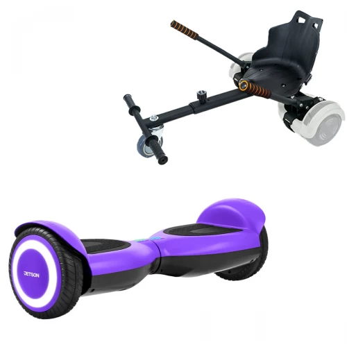 Pachet Hoverboard 6.5 inch cu Scaun Standard, Jetson Prism Purple, Autonomie Standard și Hoverkart Ergonomic Negru, Smart Balance