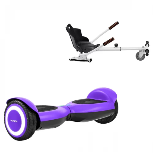 Pachet Hoverboard 6.5 inch cu Scaun Standard, Jetson Prism Purple, Autonomie Standard și Hoverkart Ergonomic Alb, Smart Balance