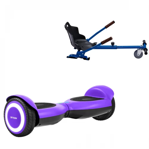 Pachet Hoverboard 6.5 inch cu Scaun Standard, Jetson Prism Purple, Autonomie Standard și Hoverkart Ergonomic Albastru, Smart Balance