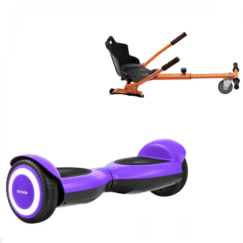 Pachet Hoverboard 6.5 inch cu Scaun Standard, Jetson Prism Purple, Autonomie Standard și Hoverkart Ergonomic Portocaliu, Smart Balance
