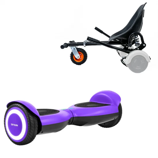 Pachet Hoverboard 6.5 inch cu Scaun cu Suspensii, Jetson Prism Purple, Autonomie Standard și Hoverkart Negru cu Suspensii Duble, Smart Balance