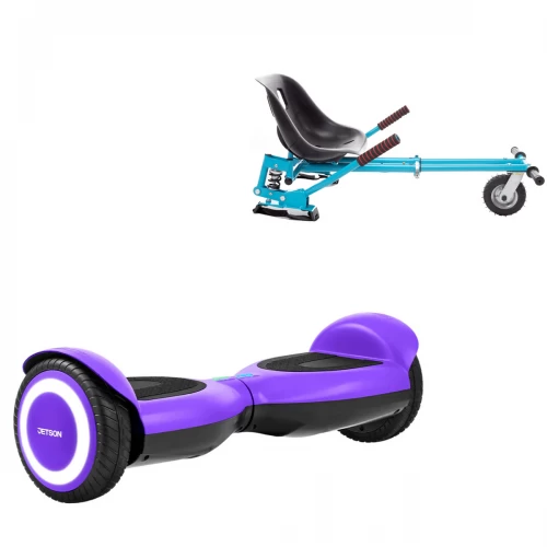 Pachet Hoverboard 6.5 inch cu Scaun cu Suspensii, Jetson Prism Purple, Autonomie Standard și Hoverkart Albastru cu Suspensii Duble, Smart Balance