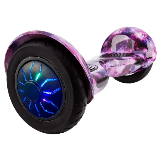 Pachet Hoverboard 10 inch cu Scaun Confort, Off-Road Galaxy PRO, Autonomie Extinsa si Hoverkart cu Burete Alb, Smart Balance 2