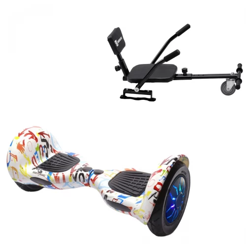 Pachet Hoverboard 10 inch cu Scaun Confort, Off-Road Splash PRO, Autonomie Extinsa si Hoverkart cu Burete Negru, Smart Balance