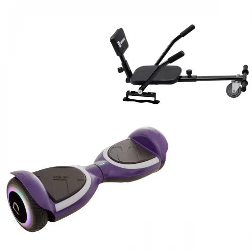 Pachet Hoverboard 6.5 inch cu Scaun Confort, Jetson Prism Purple Plus și Hoverkart cu Burete Negru, Smart Balance