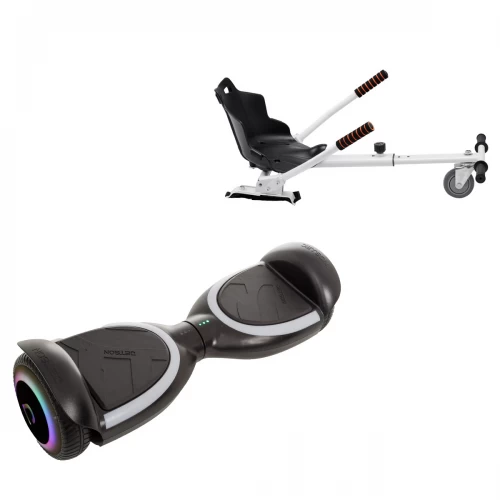 Pachet Hoverboard 6.5 inch cu Scaun Standard, Jetson Prism Black Plus și Hoverkart Ergonomic Alb, Smart Balance