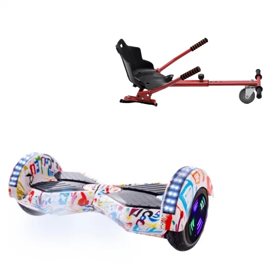 Pachet Hoverboard 6.5 inch cu Scaun Standard, Transformers Splash Junior, Autonomie Standard si Hoverkart Ergonomic Rosu, Smart Balance